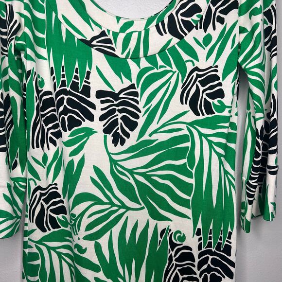 Diane Von Furstenberg 100% Silk Sheath Dress Palm Floral Print Sz 6 3/4 Sleeve - Picture 5 of 11